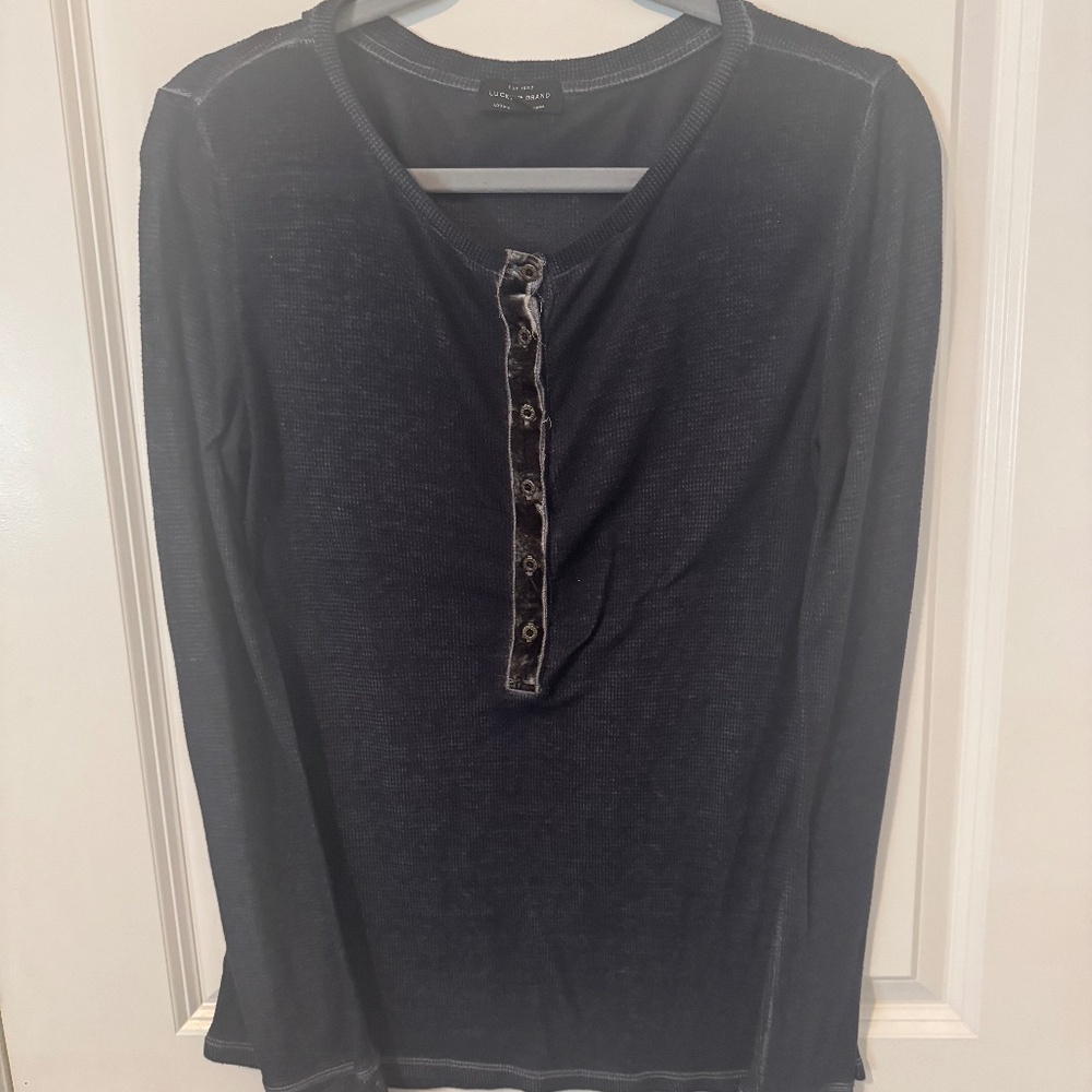 Lucky Brand thermal henley-Charcoal Gray-Sz M